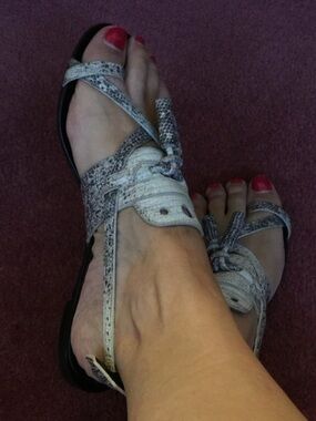 Proenza Schouler Gray Snakeskin Sandals, Size 38.5